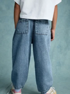 Middenblauw denim - Barrel jeans met elastische taille (3-16jr)