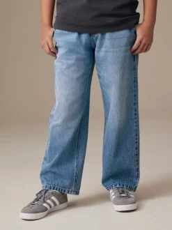 Middenblauw denim - Denim jeans met elastische taille (3-16jr)