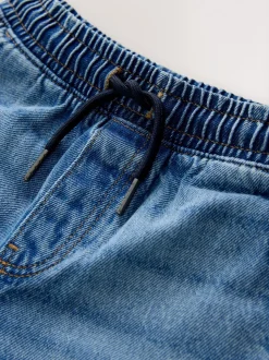 Middenblauw denim - Denim jeans met elastische taille (3-16jr)