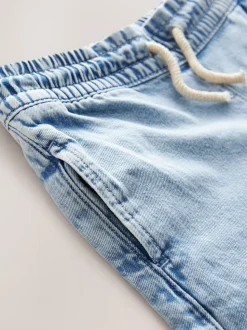 Middenblauw denim - Jeans met elastische taille en wijde pijpen (3-16jr)