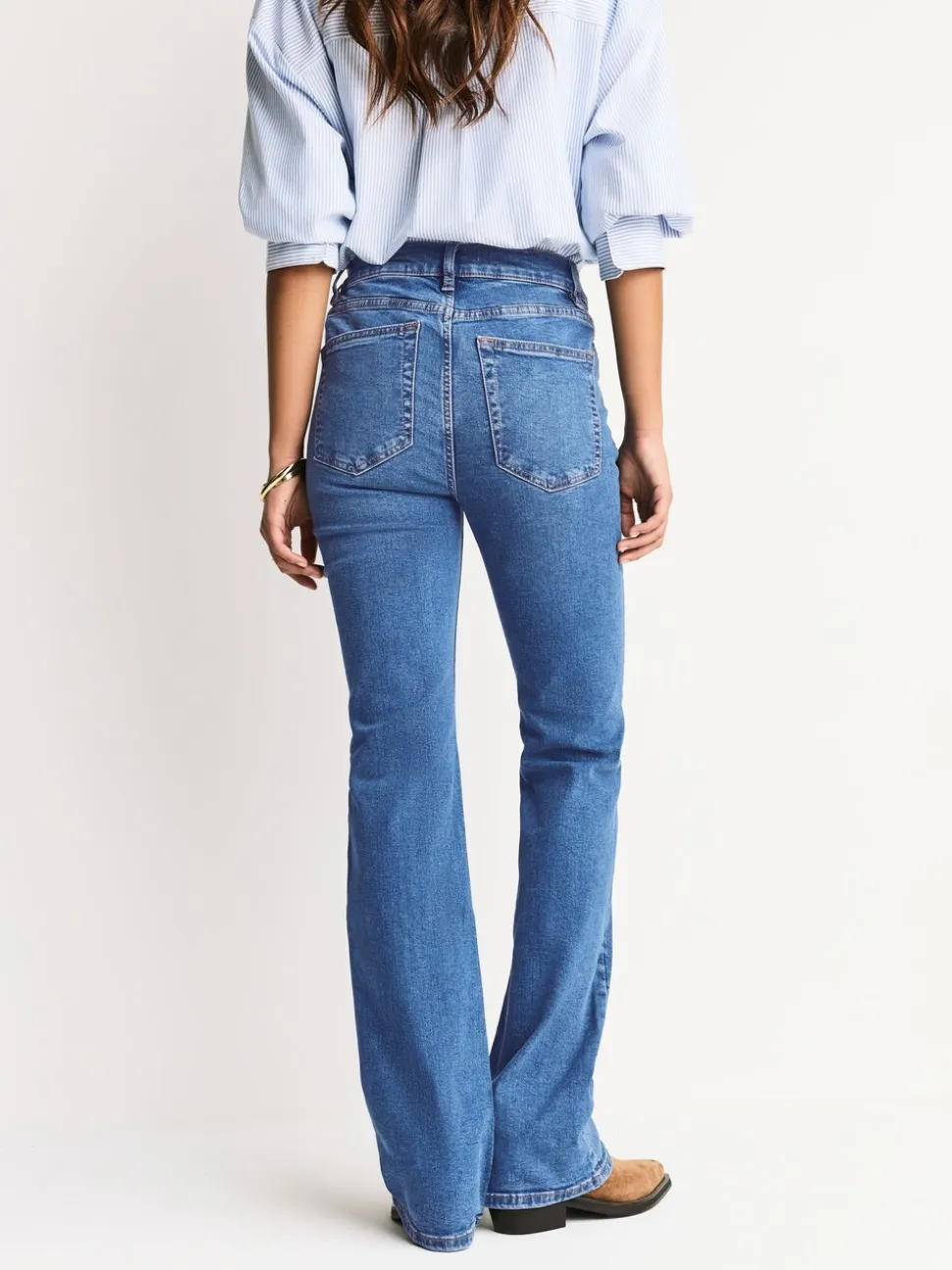 Middenblauw denim - Mid Rise Stretch Bootcut Jeans