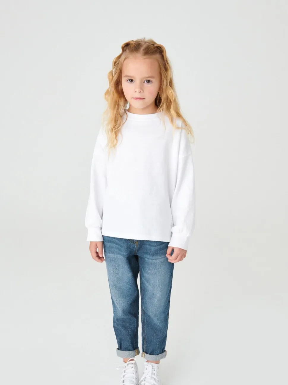Middenblauw denim - Mom 100% katoenen jeans (3-16jaar)