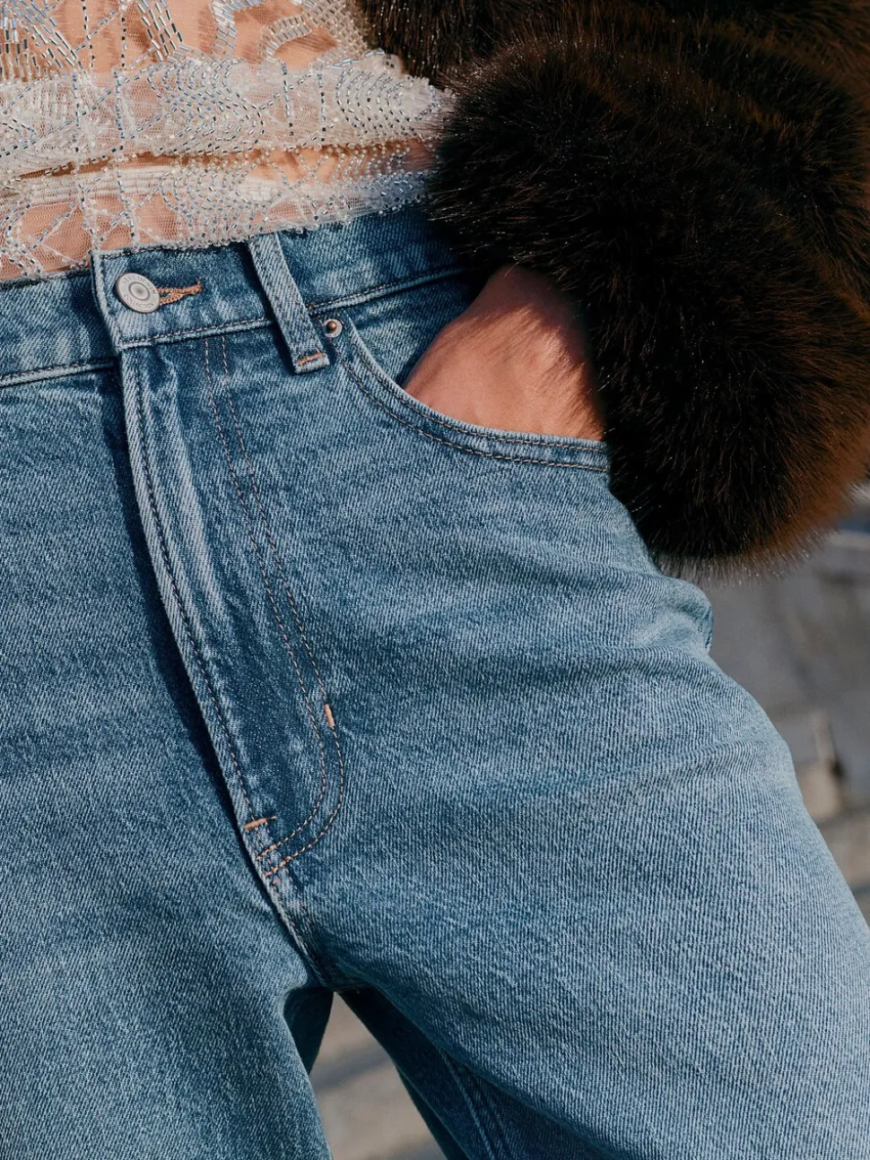 Middenblauw denim - Mom Comfort Jeans met Stretch Column
