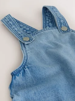 Middenblauw denim - Peplum Pinafore Dress (3mths-8yrs)