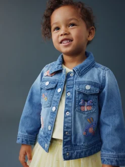 Middenblauw denim - Unicorn Embroidered Western Jacket (3mths-7yrs)