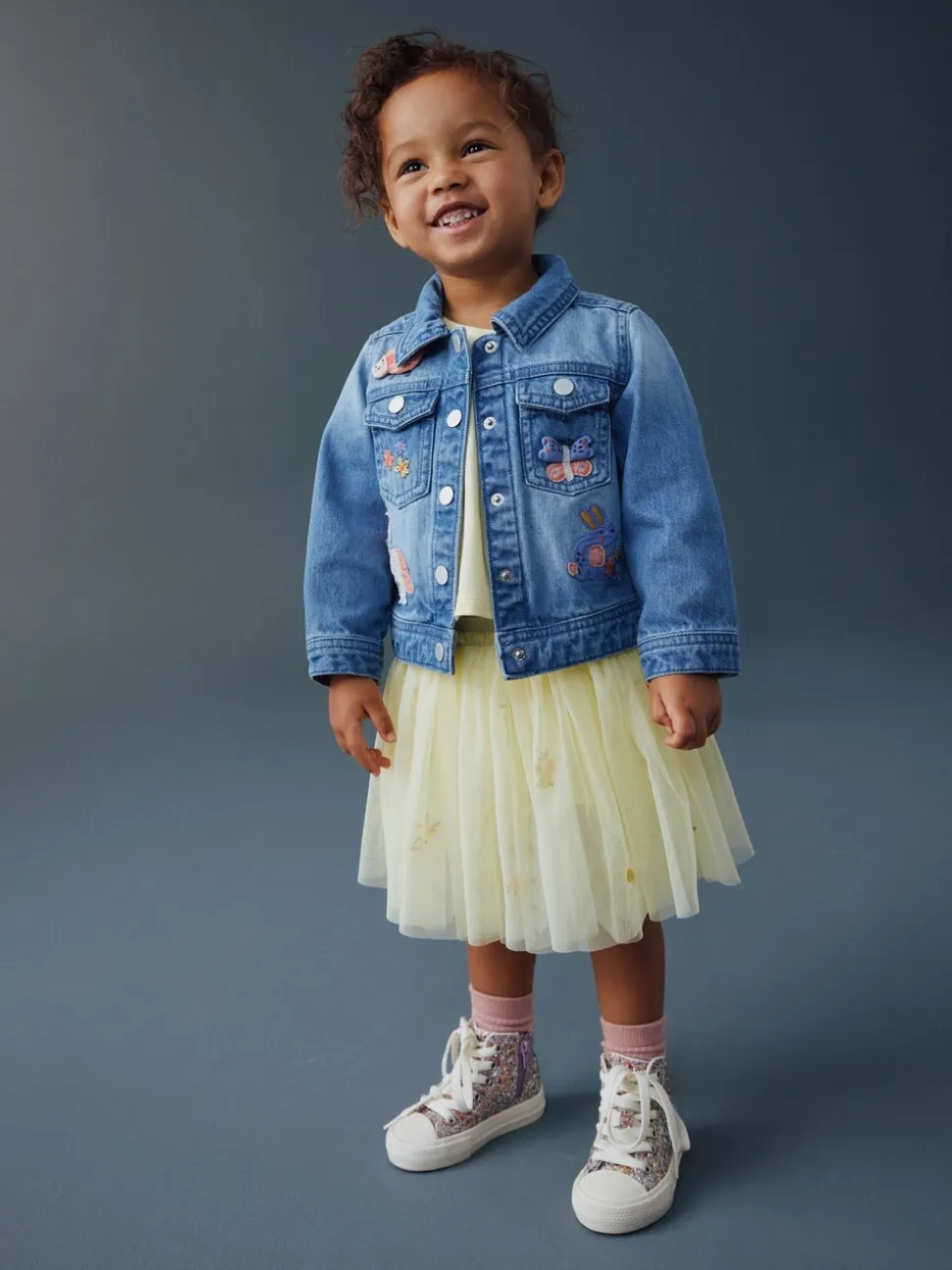 Middenblauw denim - Unicorn Embroidered Western Jacket (3mths-7yrs)