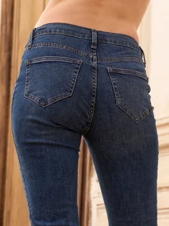 Middenblauw met wassing - Seraphine Premium Slim-Fit Zwangerschapsjeans van Biologisch Katoen Onder de Buik