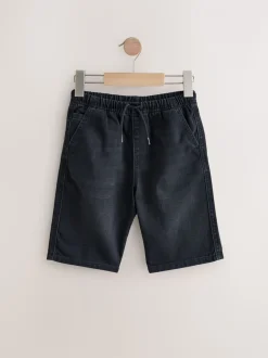 Middenblauw/zwart - Bermuda denim shorts met elastische taille verpakking van 2 (3 - 16 jr)