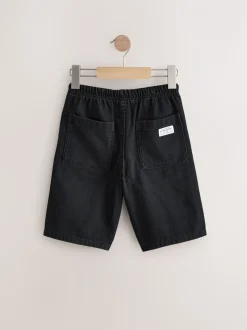 Middenblauw/zwart - Bermuda denim shorts met elastische taille verpakking van 2 (3 - 16 jr)
