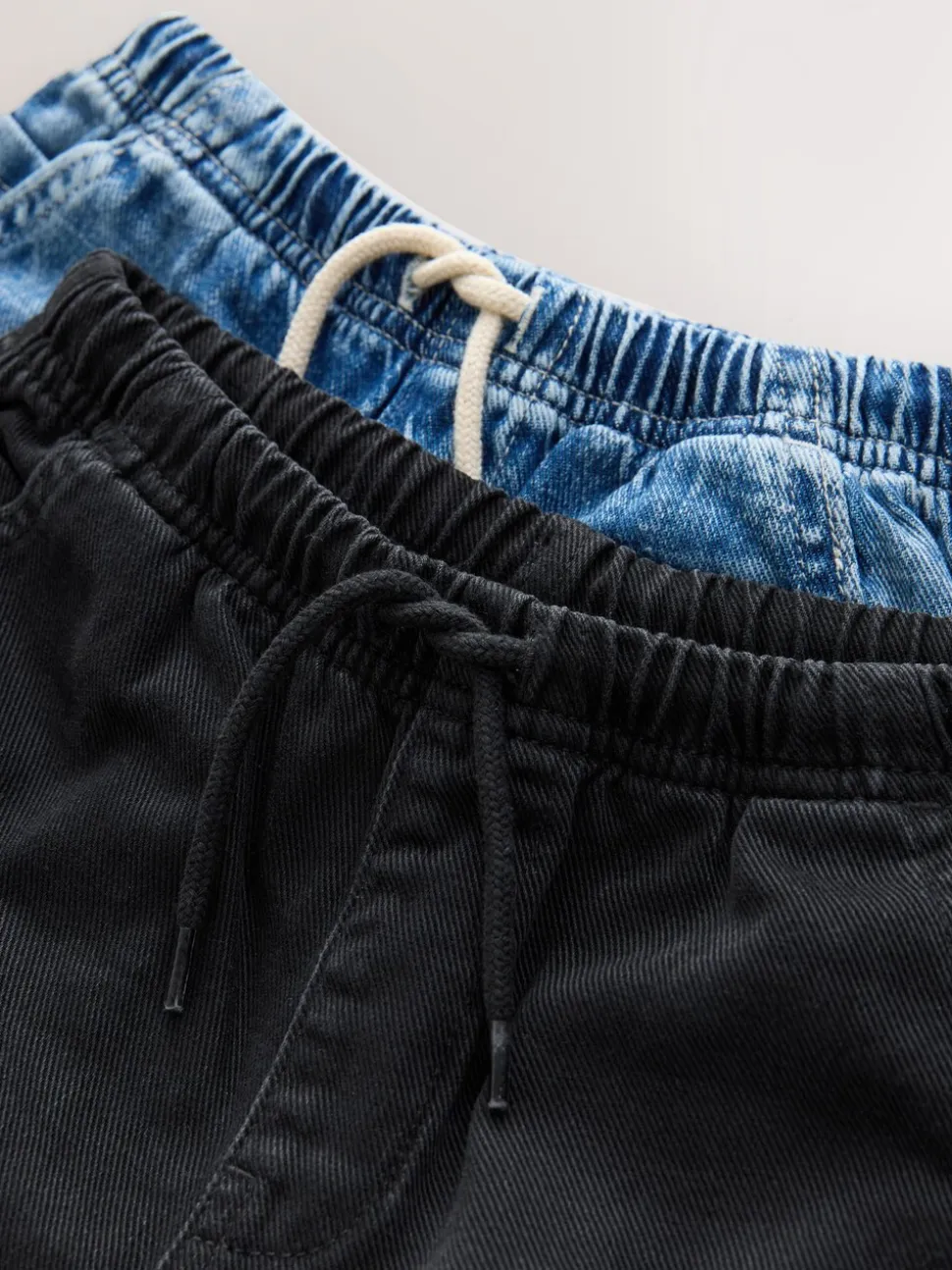Middenblauw/zwart - Bermuda denim shorts met elastische taille verpakking van 2 (3 - 16 jr)