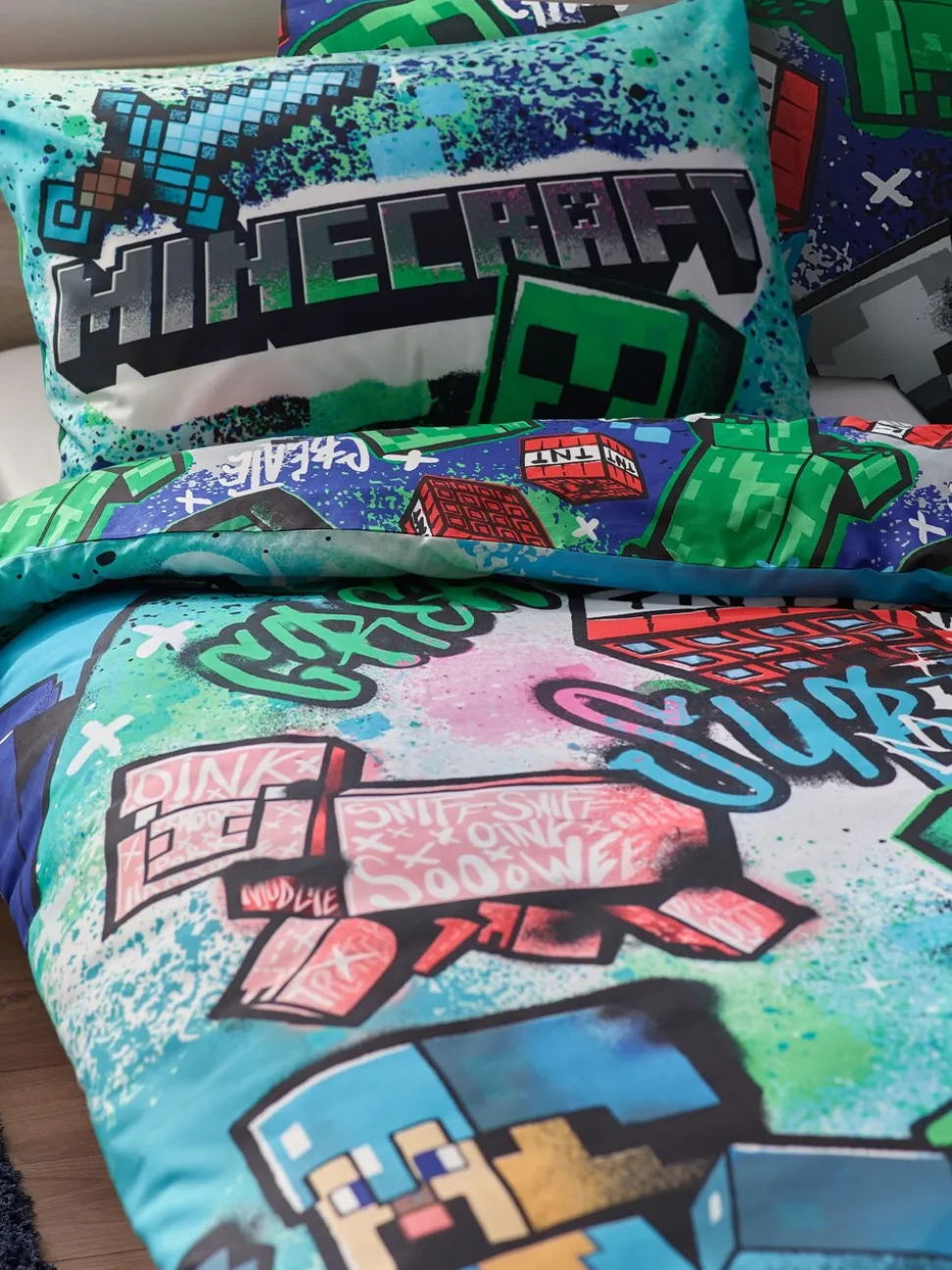 Minecraft eenpersoons dekbedovertrek en kussensloopset