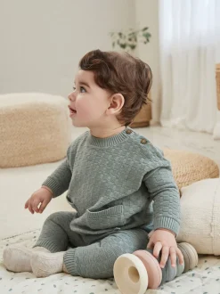 Mineraal - Babyset met gebreide trui en legging van 100% katoen met textuur (0mnd -3jr)