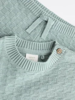 Mineraal - Babyset met gebreide trui en legging van 100% katoen met textuur (0mnd -3jr)
