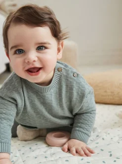Mineraal - Babyset met gebreide trui en legging van 100% katoen met textuur (0mnd -3jr)
