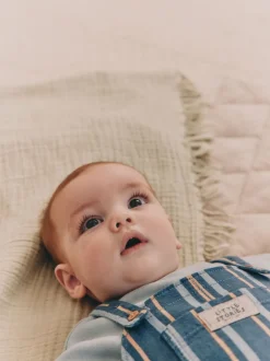 Mineraal gestreept - Babyset van geweven tuinbroek en rompertje (0 mnd-2 jr)