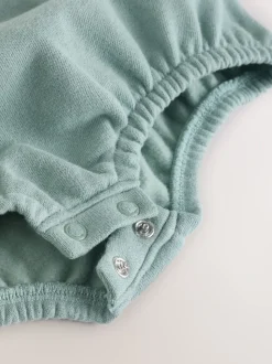 Mineraal gestreept - Babyset van geweven tuinbroek en rompertje (0 mnd-2 jr)