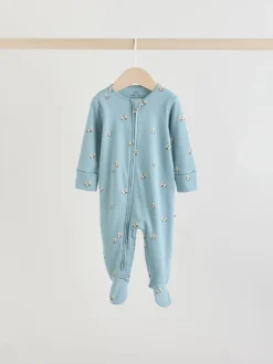 Mineraalblauw - 100% katoenen babyslaapzakjes met tweewegrits verpakking van 5 (0mnd -2jr)