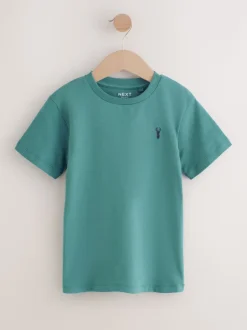 Mineraalgroen/blauw - T-shirts met korte mouwen en geborduurd rendier, verpakking van 4 (3-16jr)