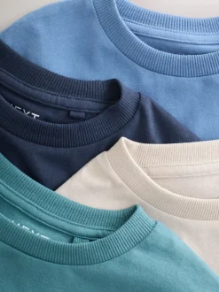 Mineraalgroen/blauw - T-shirts met korte mouwen en geborduurd rendier, verpakking van 4 (3-16jr)
