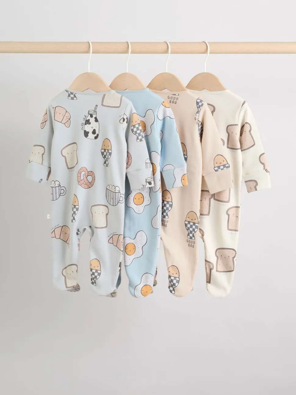 Mineraalkleurig - 4 Pack Baby-pyjama's met tweewegrits (0mnd -2jr)
