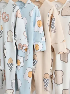 Mineraalkleurig - 4 Pack Baby-pyjama's met tweewegrits (0mnd -2jr)