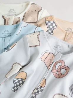Mineraalkleurig - 4 Pack Baby-pyjama's met tweewegrits (0mnd -2jr)