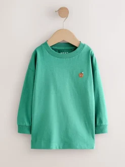 Mineralen Voedsel Personage Borduren - Set van 4 T-shirts met grafische print en lange mouwen (3mnd-7jr)