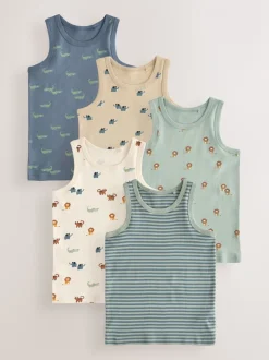 Mini-safariprint - 100% katoenen hemden set van 5 (1.5 - 8 jr)