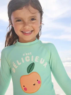 Mint Green Gingham Fruit - Long Sleeve Sunsafe Swim Set (3mths-7yrs)