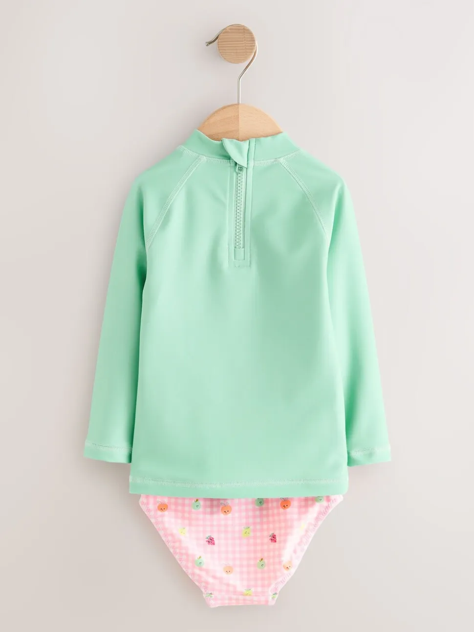 Mint Green Gingham Fruit - Long Sleeve Sunsafe Swim Set (3mths-7yrs)