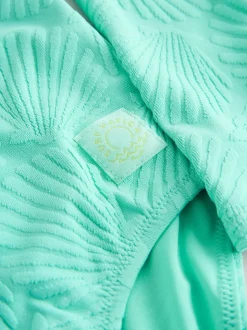 Mint Green Shell - Textured Long Sleeve Sunsafe Swimsuit (3-16yrs)