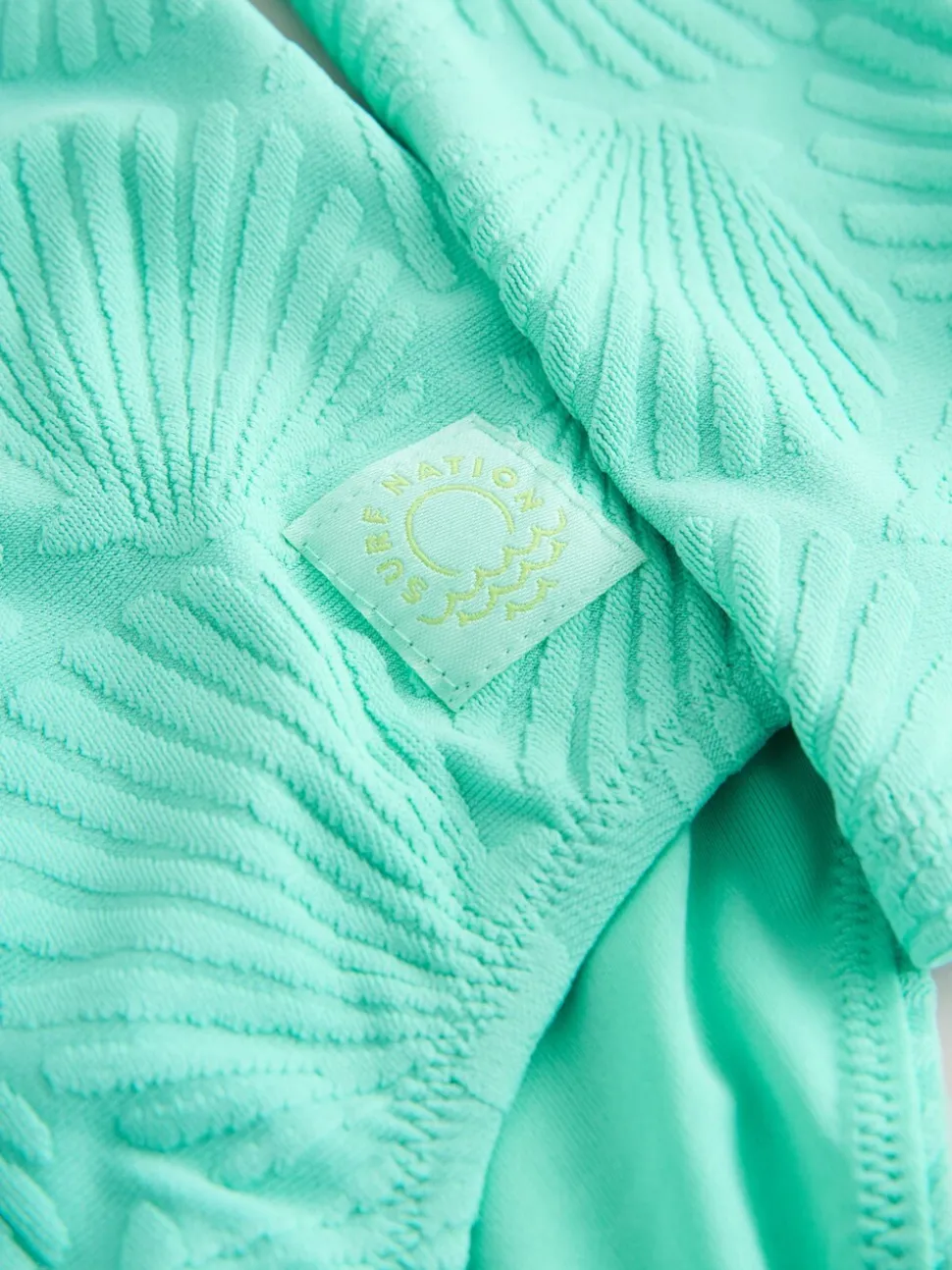 Mint Green Shell - Textured Long Sleeve Sunsafe Swimsuit (3-16yrs)