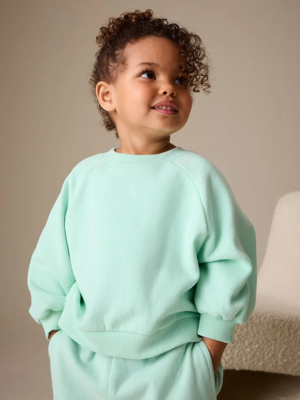 Mintgroen - Sweatshirt met ronde hals (3 mnd-7 jr)
