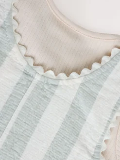 Mintgroen gestreept - Babyset van rompertje met korte mouwen en bretelbroek (0mnd -2jr)