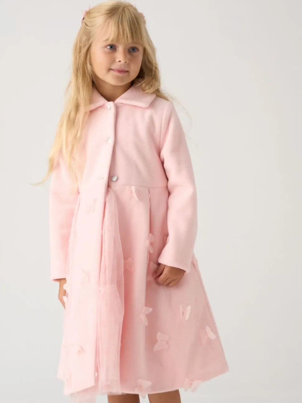 Miss Pink Jacket and Tulle Appliqué Butterfly Dress Set