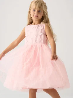 Miss Pink Jacket and Tulle Appliqué Butterfly Dress Set