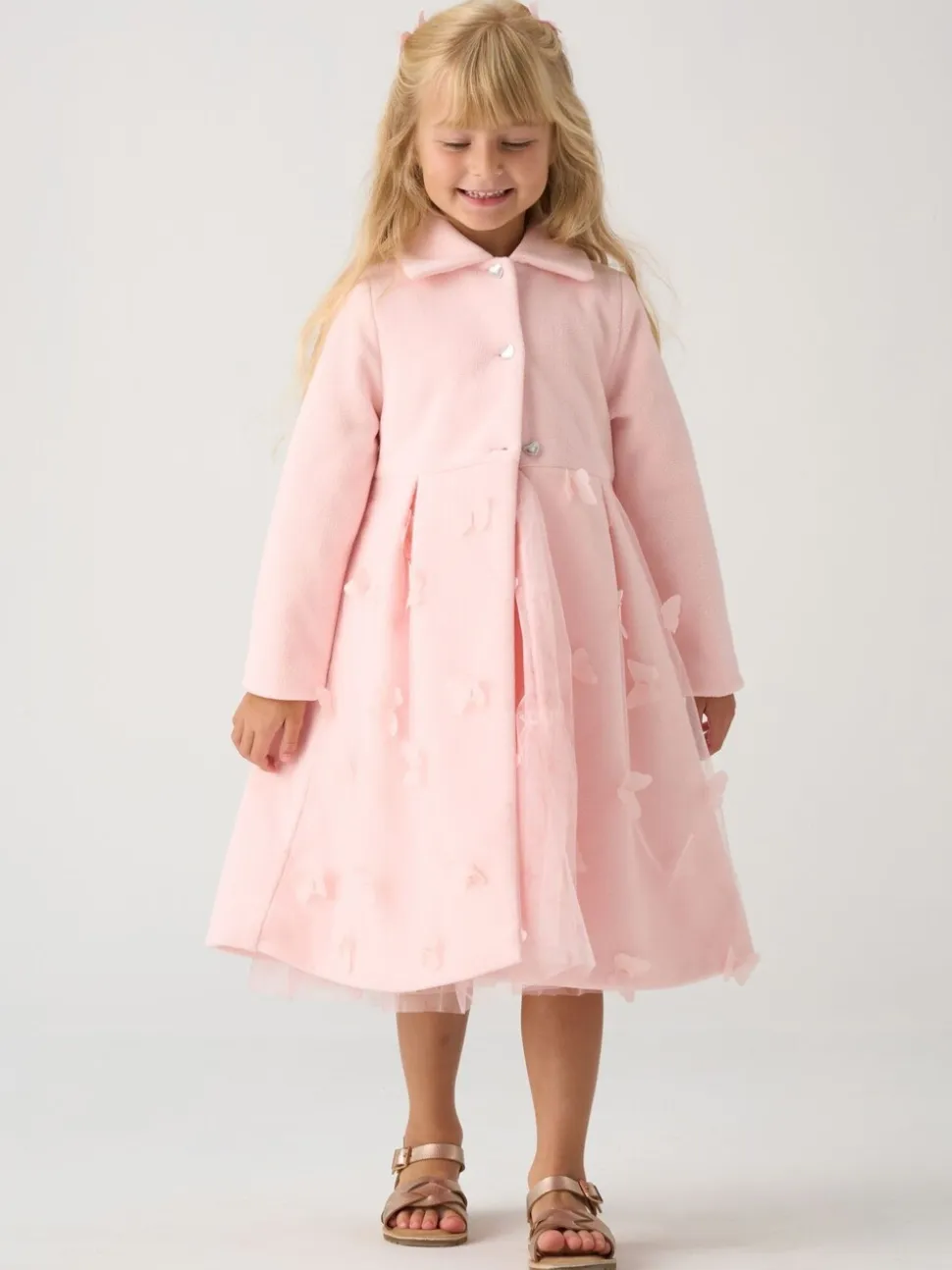 Miss Pink Jacket and Tulle Appliqué Butterfly Dress Set