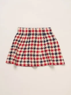 Miss True Knit White Cardigan with Check Skirt