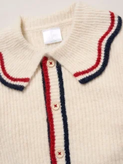 Miss True Knit White Cardigan with Check Skirt