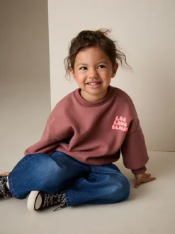 Mocha Brown Let Love Bloom - Sweatshirt met ronde hals (3 mnd-7 jr)