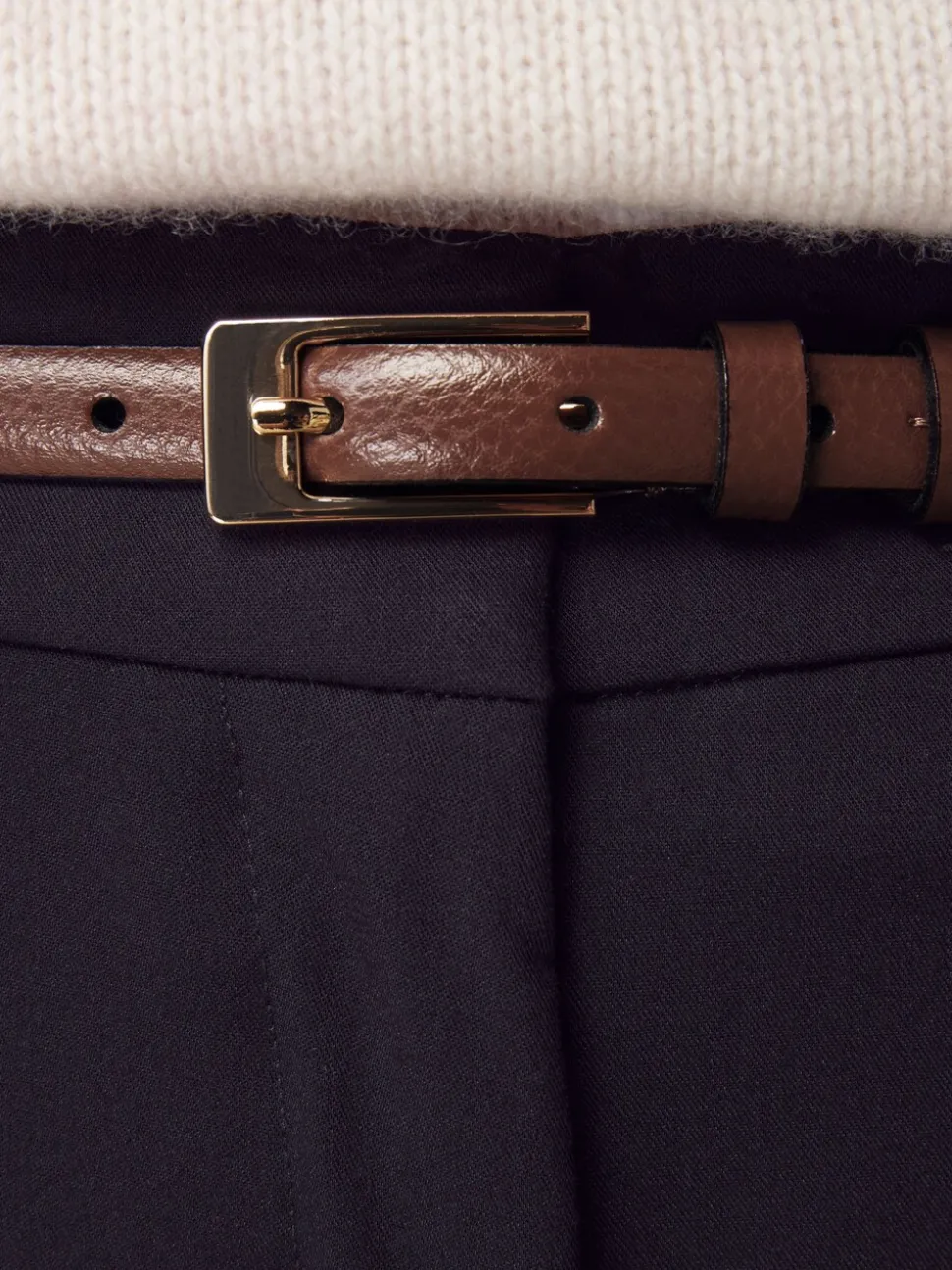 Mokkabruin - N. Premium skinny Made In Italy leren riem