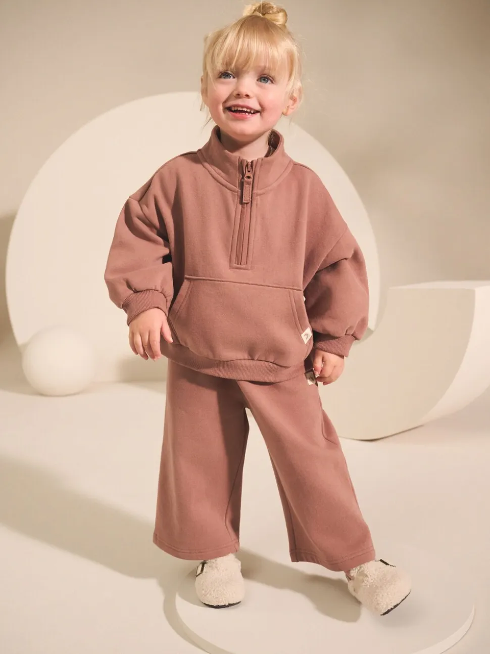 Mokkabruin - Sweatshirt met kwartrits (3mnd -7jr)