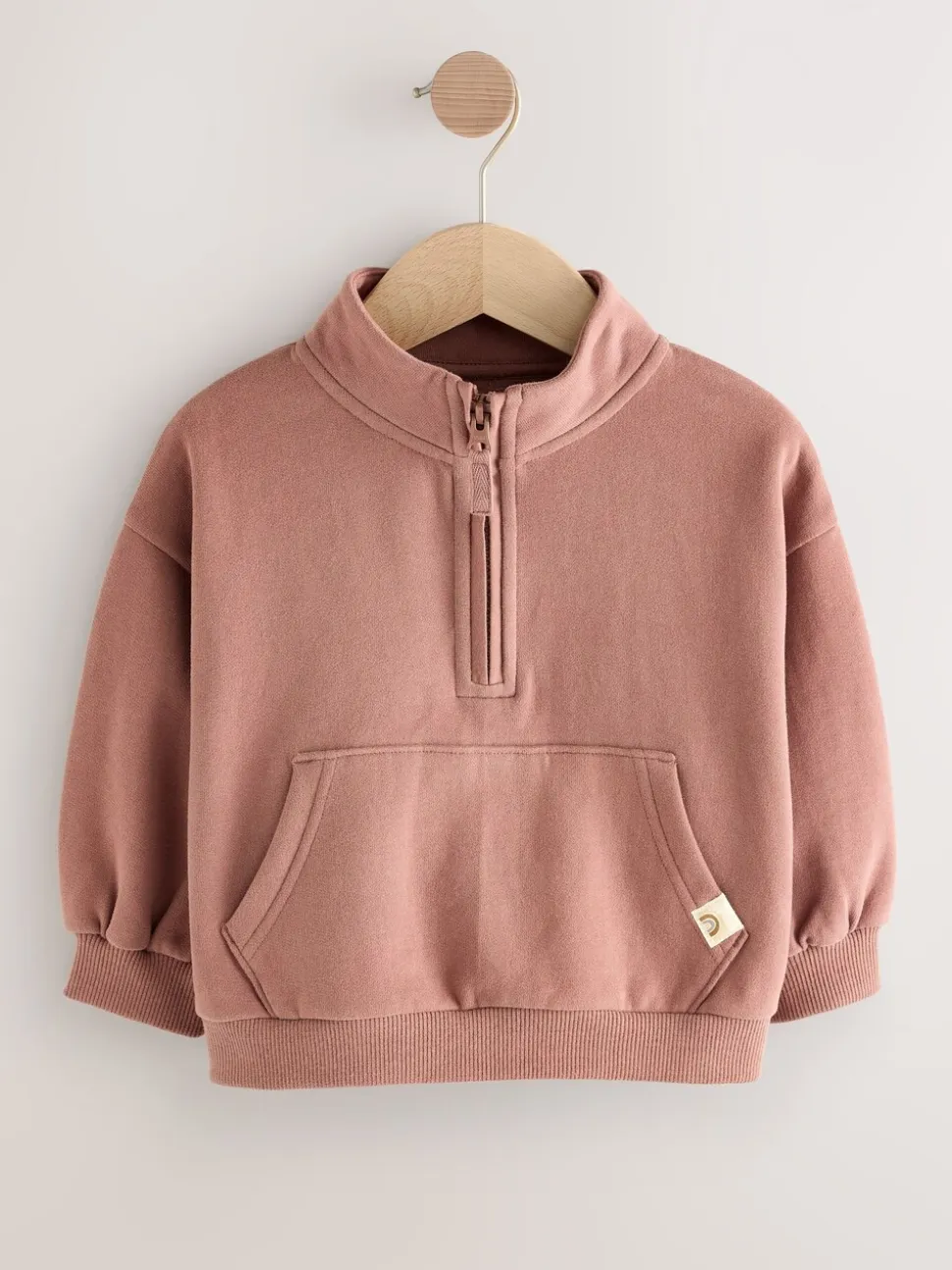 Mokkabruin - Sweatshirt met kwartrits (3mnd -7jr)