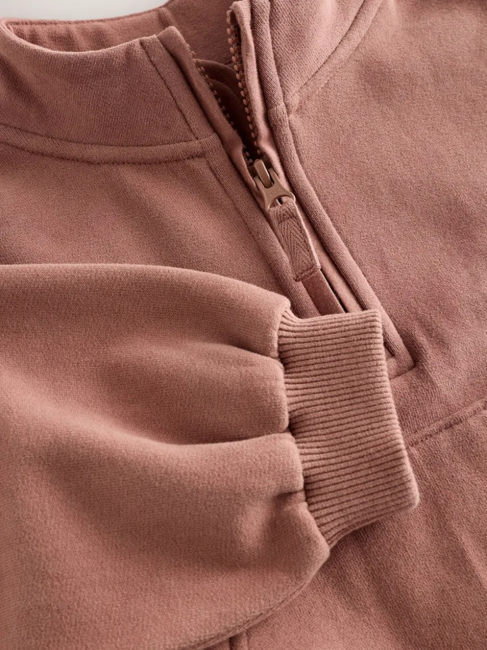 Mokkabruin - Sweatshirt met kwartrits (3mnd -7jr)