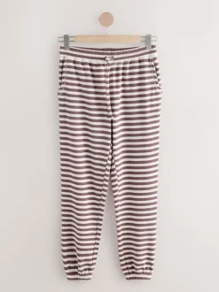 Mokkabruin gestreept - Cosy Waffle Long Sleve Pyjamas 2 Pack