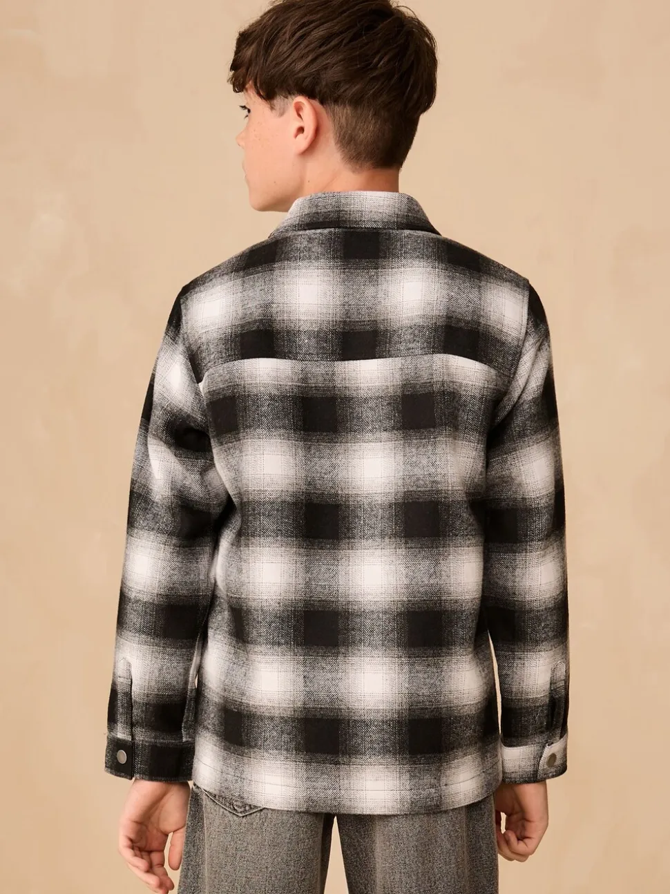Mono Core zwart-wit - Overshirt met rits en ruitjes (3-16jr)