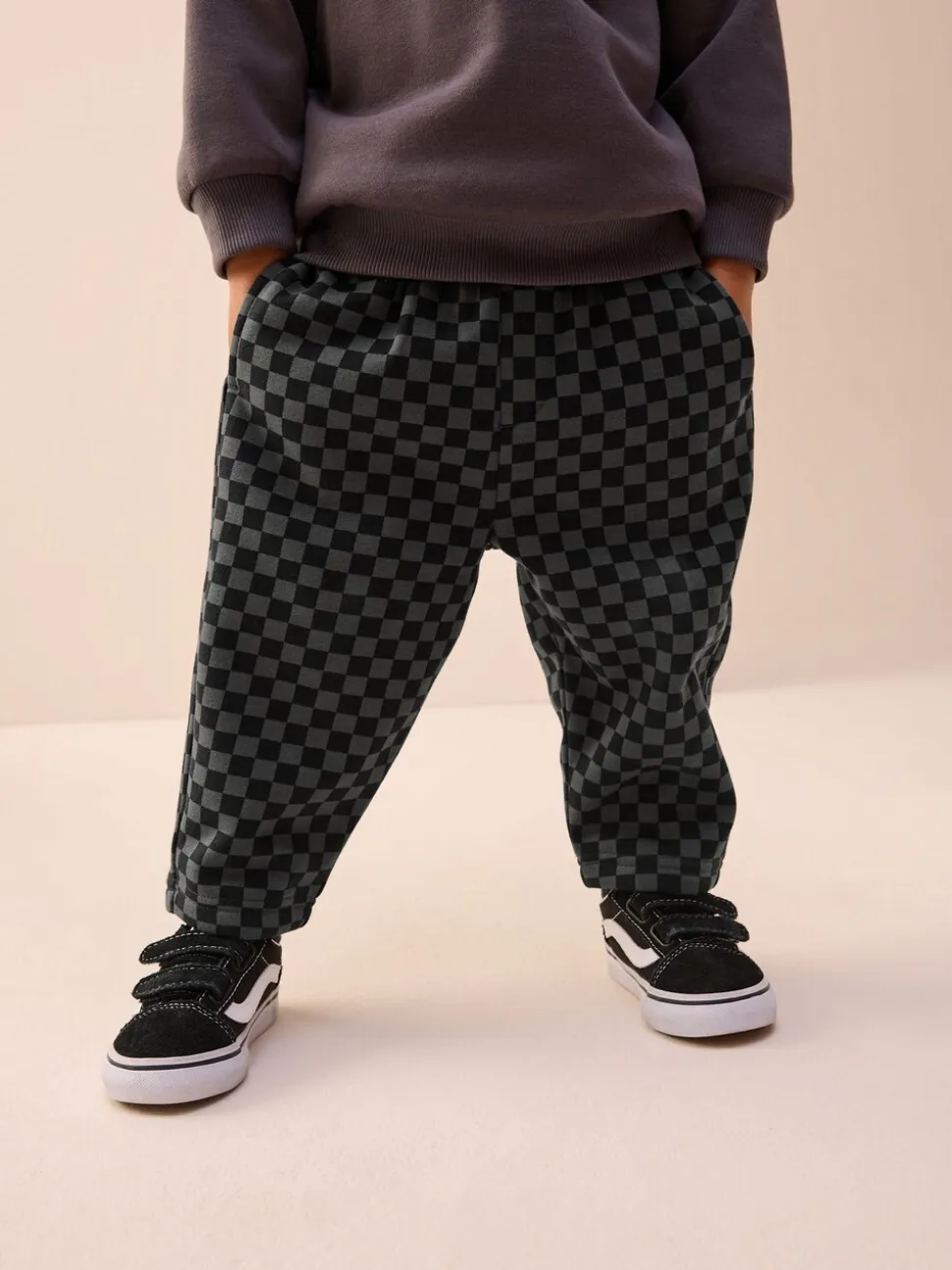 Mono dambordmotief - Wide Leg Jersey Joggers (3mths-7yrs)