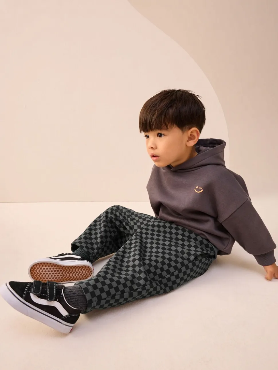 Mono dambordmotief - Wide Leg Jersey Joggers (3mths-7yrs)