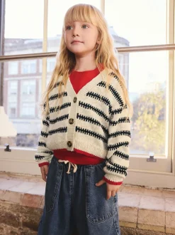 Mono Streep - V-Neck Stitch Cardigan (3-16yrs)