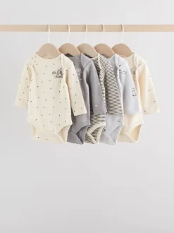 Monochroom - Set van 5 rompers met lange mouwen